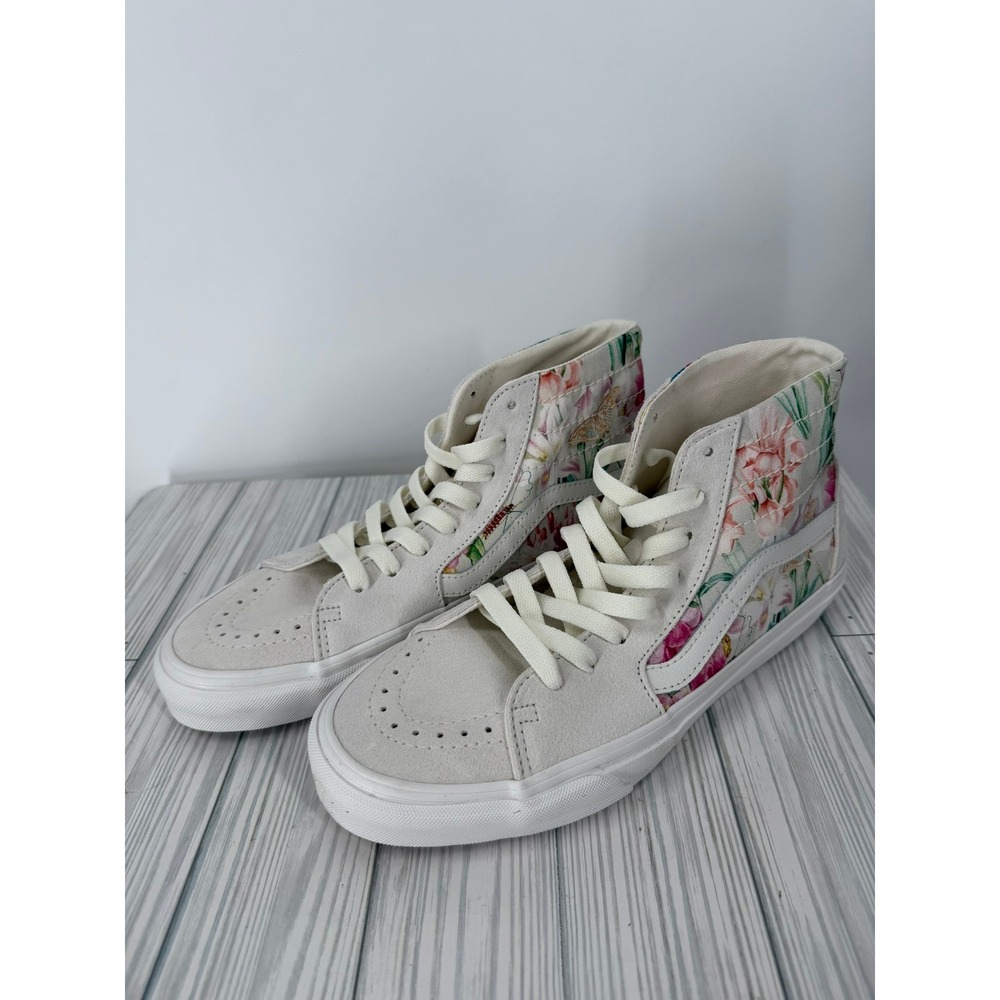 Vans Sk8-Hi Tapered Floral Bouquet High Top Sneakers Cream Ivory Suede Women 9.5 - Picture 5 of 12